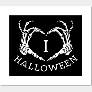 I Love Halloween Skeleton Hands Creepy Bone Gothic Grunge Punk Spooky Halloween Gift Posters and Art